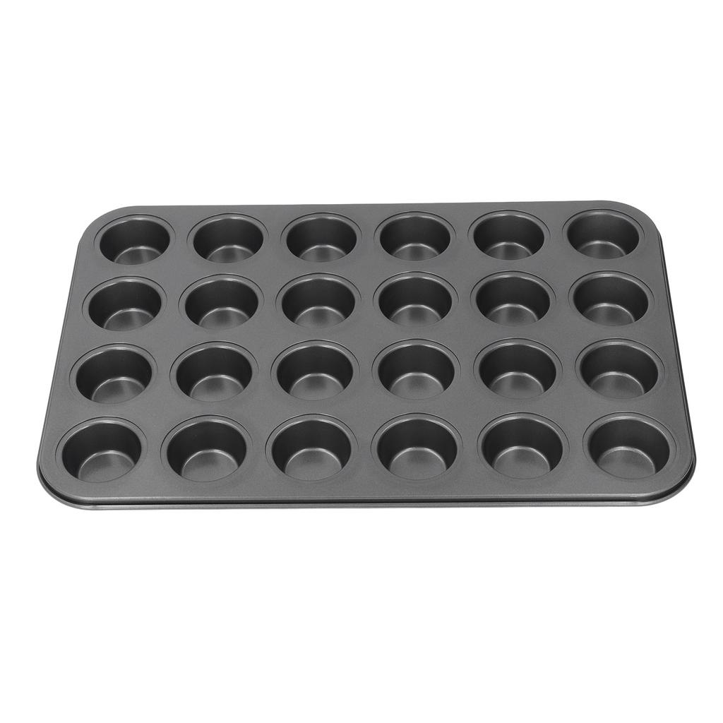 24 Cup Muffin Pan Nonstick Carbon Steel Small Round Pancake Cupcake Baking Tray for Home Kitchen