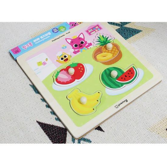 Сертифицировано KC - Деревянный пазл-вкладыш Pinkfong – Фрукты, Домашние животные (4 шт) (3 варианта)