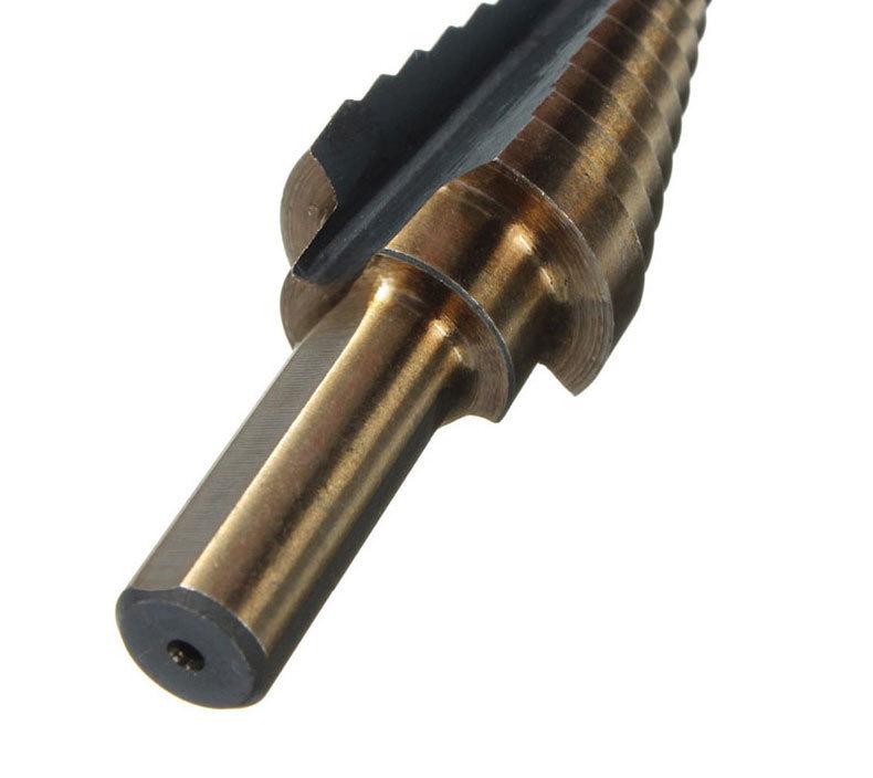 Набор из 5 ступенчатых сверл-пагод черного и желтого цвета с треугольным хвостовиком и прямой канавкой