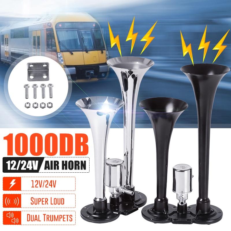 12В/24В Двухтональный пневматический гудок 600 дБ Автомобильный гудок Супер громкий Компрессор Автомобиль Грузовик Лодка Поезд Гудок Клаксон для Авто Звуковой сигнал