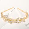 Золотой обруч для волос с полым листом, эластичный металлический ободок, декоративный женский тонкий головной убор, аксессуары для волос