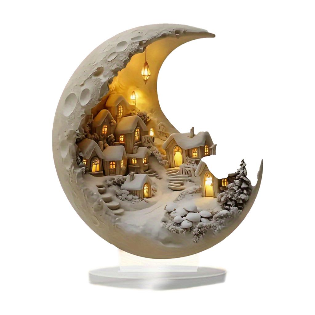 2D Лунный Новый год Легкий Луна Бренды Снежный домик Настольное украшение Орнамент
