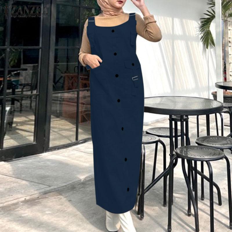 ZANZEA Женский повседневный комбинезон без рукавов с U-образным вырезом и бретелями