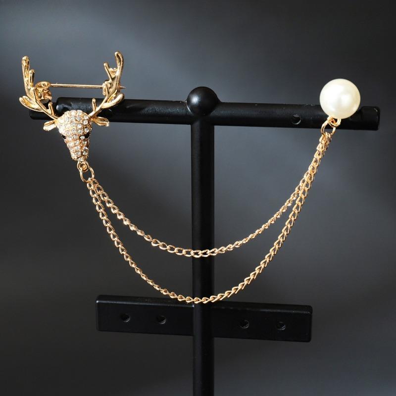 1 шт. Двухслойная металлическая цепочка золотистого тона, брошь в виде креста и звезды, инкрустированная стразами, съемная, модный декор для повседневной носки