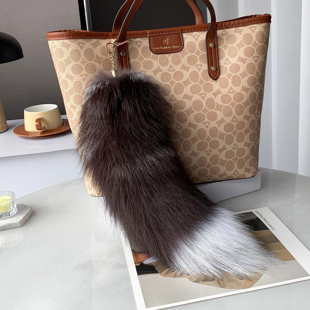 40 см настоящий лисий хвост брелок унисекс помпон кулон сумка брелок для автомобиля милые пушистые брелки для женщин сумки аксессуары подарки