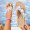 Мода 2025 Мода Цветочный Декор Шлепанцы Женские Летние Отпуск Нескользящие Пляжные Тапочки Женские Легкие Сандалии на Плоской Подошве 36-42