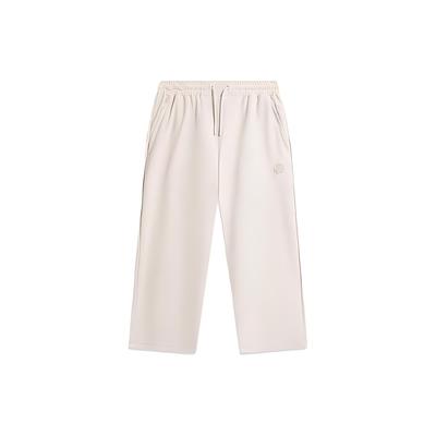 Мужские трикотажные спортивные брюки Li Ning Wade Series, однотонные, прямые, с девятью точками, лунно-серые, AKLT637-2