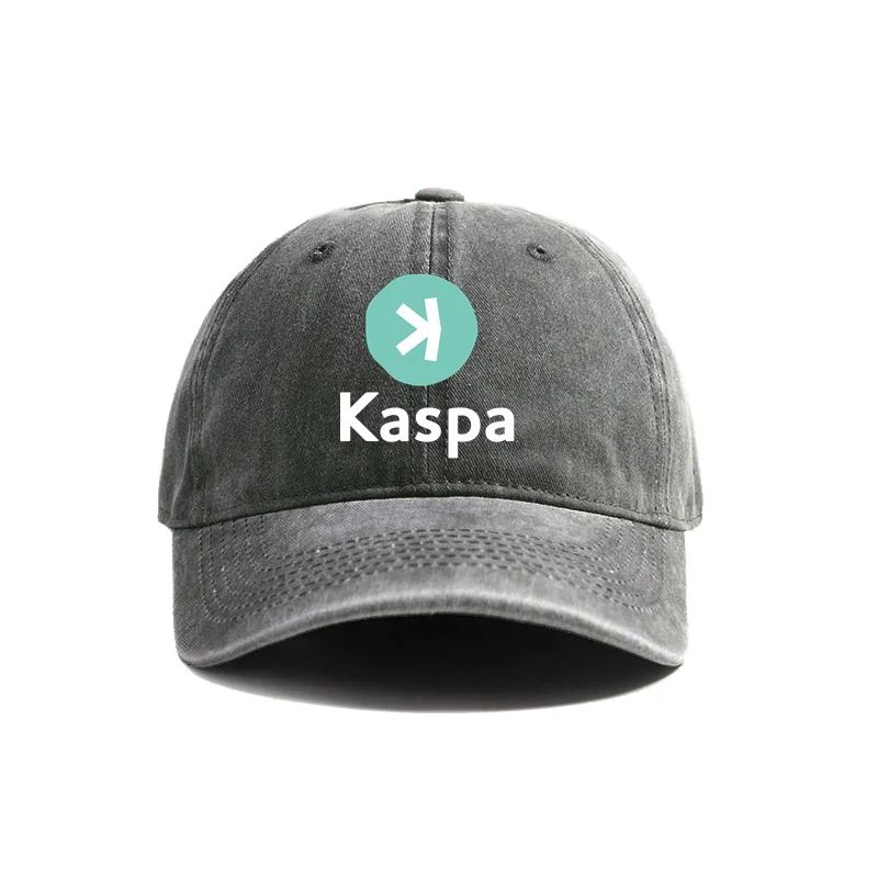 Кепка Kaspa Crypto distressed Бейсболка Крутая Унисекс Ретро Для улицы Летняя Регулируемая Подарок Папе Шляпа Kaspa Coin Защита от солнца для улицы
