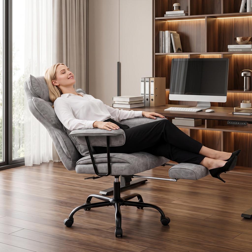 Office Chair with 6-Point Massage and Heat, Desk Chair, Gray