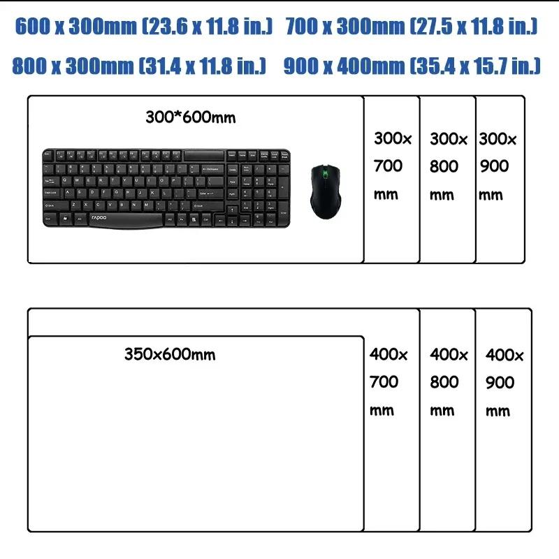Anime Girl Non-Slip Mouse Pad Large Gaming Mousepad Keyboard Pad Laptop Computer Desk Pad Black White Extended Mouse Mat Carpet