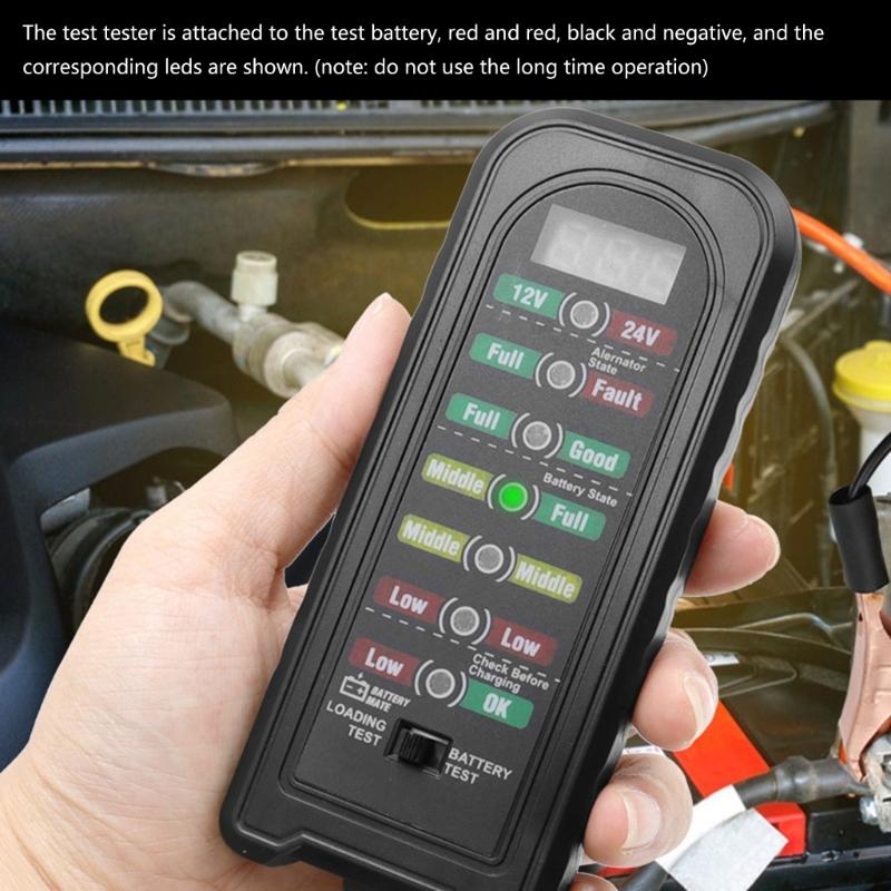 12V 24V Car Battery Tester Fault Detector Diagnostic Tools LED Indication Battery Checker for MotorcycleTruck Portable