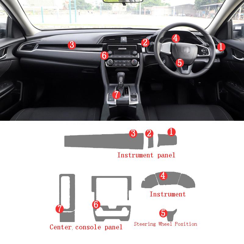 Для Honda Civic Внутренняя Центральная Консоль Панель Воздуховодов Панель Рулевого Колеса ТПУ Прозрачная Защитная Пленка от Царапин