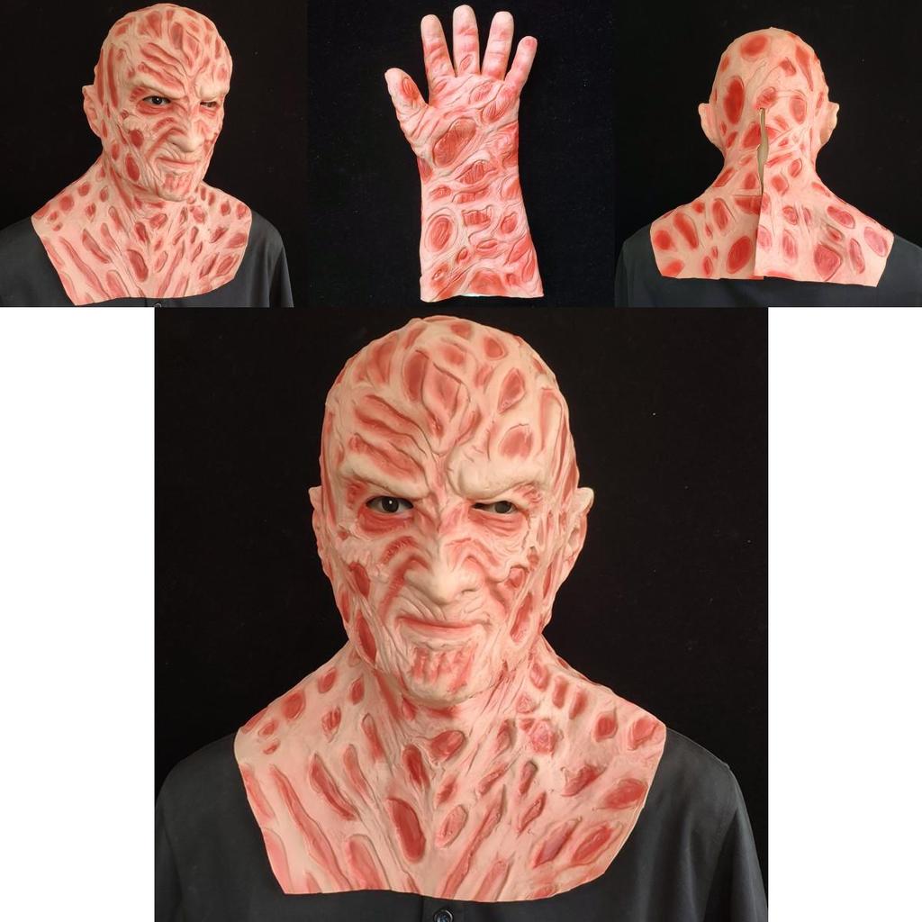 Фредди против Джейсона Набор латексной маски и перчатки Фредди Крюгера для костюмированной вечеринки на Хэллоуин