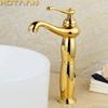 Bathroom Tall Basin Faucet Gold Brass Mixer Solid Copper Luxury Europe Style Tap Torneiras Para Banheiro Crane YT-5062