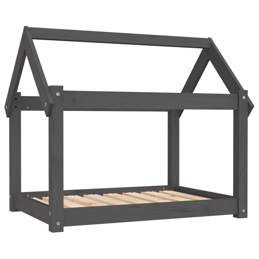 Vidaxl Legowisko Dla Psa, Szare,81X60X70 Cm, Lite Drewno Sosnowe