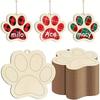 10pcs Hand-Drawn Wooden Paw Print Ornaments, Versatile Celebration Decor, DIY Paintable, Holiday Party Decorations, Gift Tags