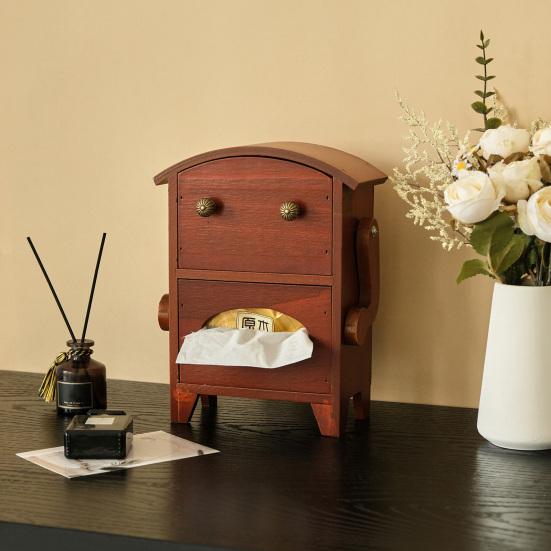 Мини-шкафчик для хранения в форме робота Деревянная шкатулка для украшений Ящик и держатель для салфеток Настольный органайзер для украшений Косметики Туалетного столика Общежития Спальни