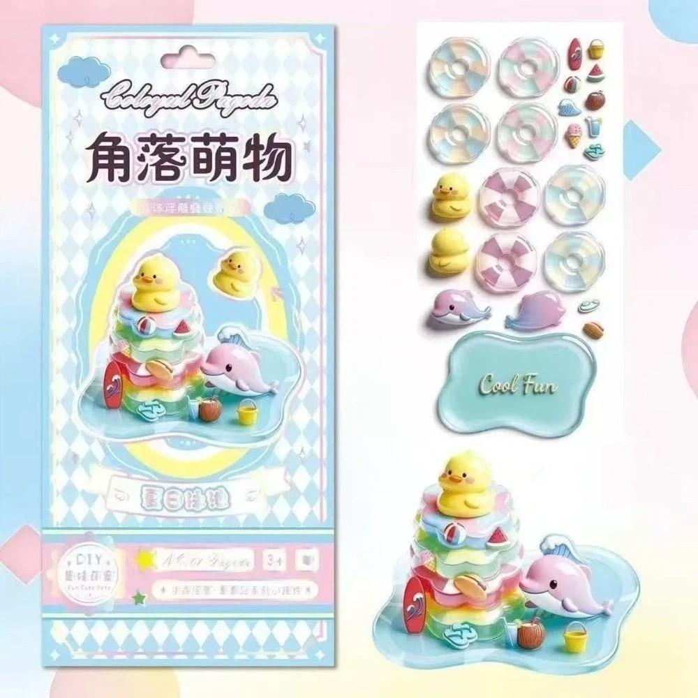 Whale Cartoon Stacking Stickers Bear Rabbit Relief Ornament Stickers School