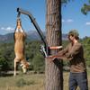 Tree Mounted Deer Hoist, 353 lbs Load Capacity, Hunting Game Hoist Winch Lift with Ratchet Strap, Heavy Duty Deer Hanger for Skinning, Cleaning,