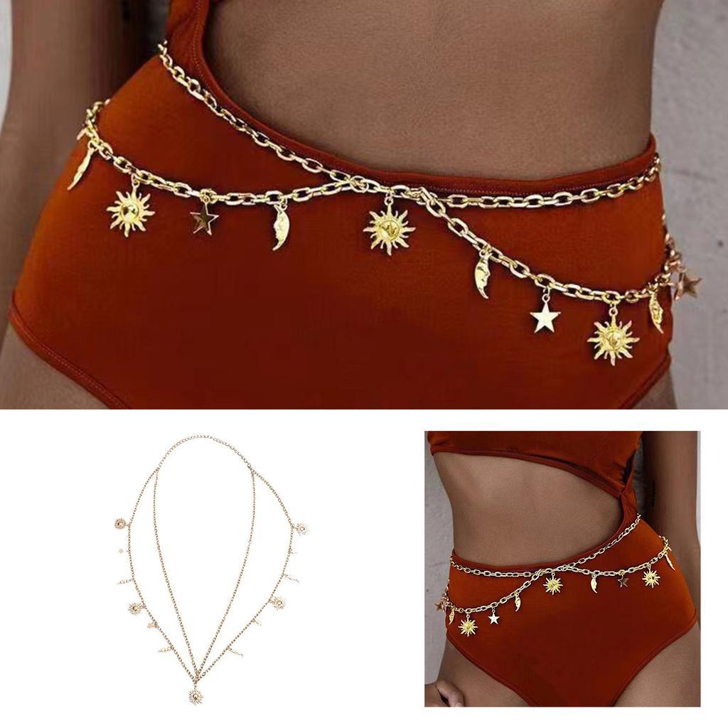 Цепочка на талию Горячие шорты Многослойная цепочка Сексуальная Металлическая Звезда для Вечеринки/Клуба для Банкета Костюмная Бижутерия Пояс