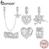 BAMOER из стерлингового серебра 925 пробы, подвески в форме сердца и солнца и луны, бусины с нано-опалом, подходят для европейских браслетов и ожерелий, ювелирных аксессуаров