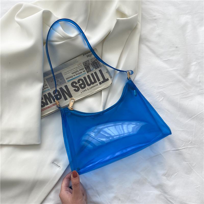 Yogodlns Women Underarm Shoulder Bag PVC Transparent Fashion Designer Small Handbag Purse Jell Hobos Bags Female Summer Top Handle Bags