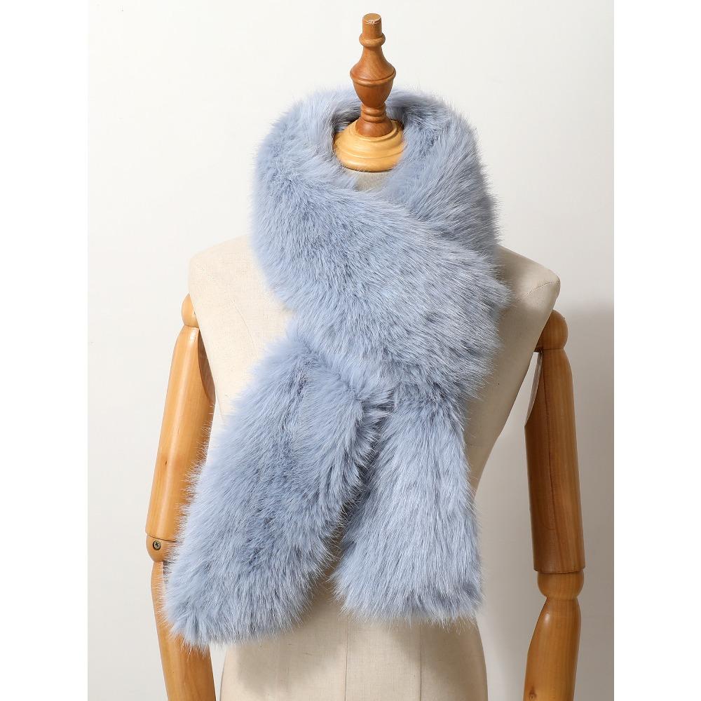 Шарф из искусственного лисьего меха Универсальный шарф из искусственного меха для женщин Шарф на шею из искусственного енотового меха для зимы
