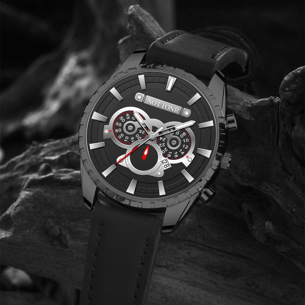 Повседневные часы мужские кварцевые наручные простые часы часы с индивидуальным выражением часы с календарем кожаный ремешок