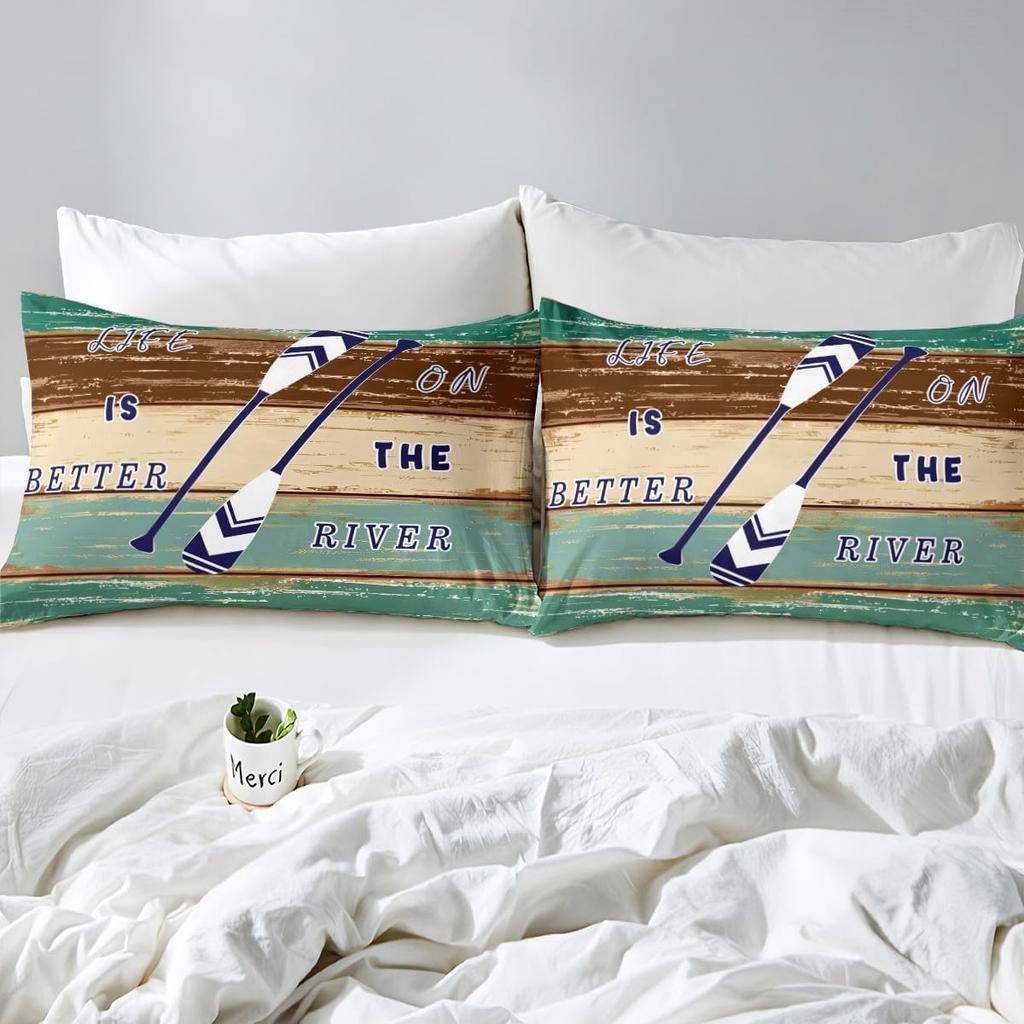 Boat Shed Duvet Cover Queen Size Wooden Plank Pattern Camper Microfiber Bedding Sets for Bedroom On The River Bed Cover