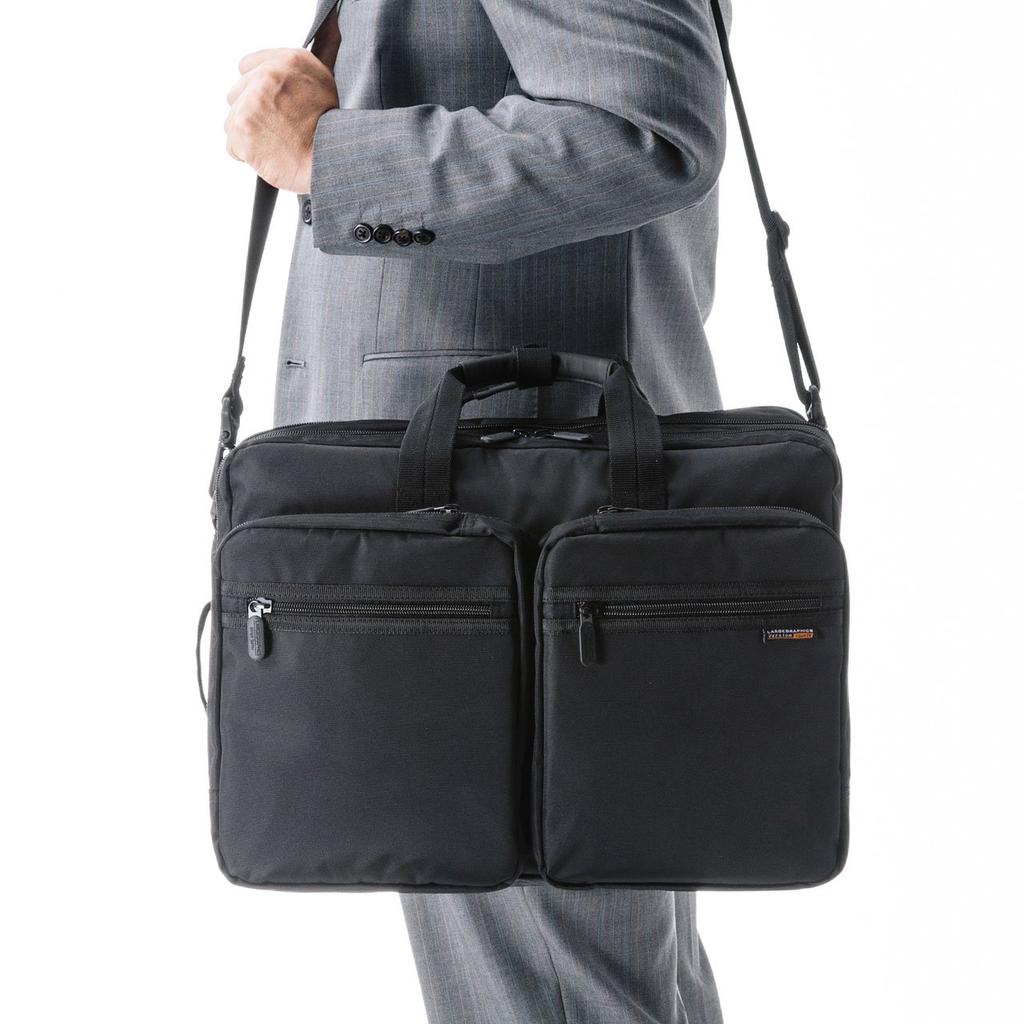 SANWA SUPPLY Деловая сумка 3WAY business Удлиненная вставка Большая вместимость Водоотталкивающая Легкая Совместима с шириной дюймов Внешняя Ш450 x В330 x