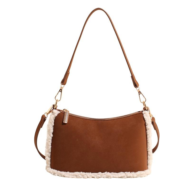 Винтажная матовая сумка через плечо, женская зимняя сумка из овечьей шерсти, универсальная сумка-мессенджер для поездок на работу