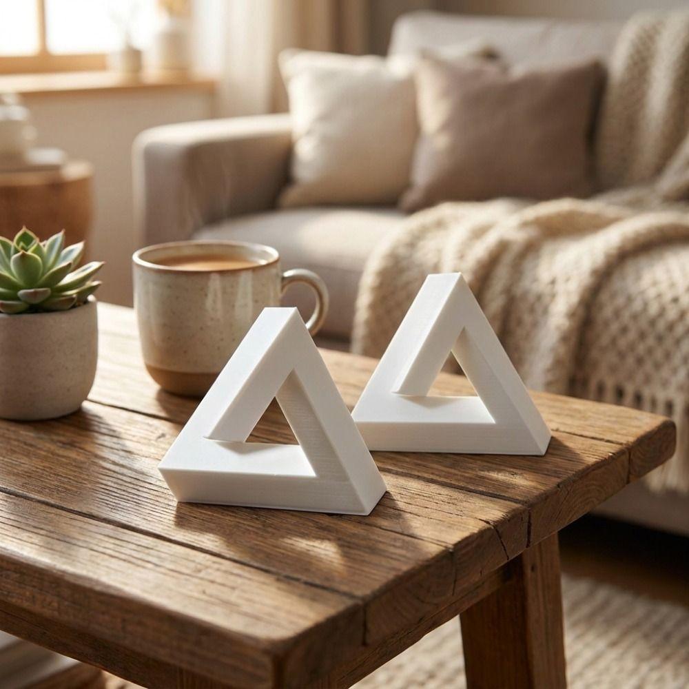 Minimal White Geometric Optical Illusion Funny Triangle Optical Paradox Craft Decor  Home Office