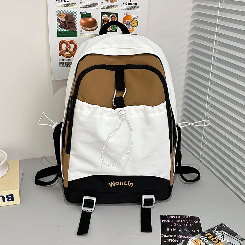 Macaron Cute Versatile Junior High School Schoolbag Female Contrasting Color Backpack High Value High School Backpack