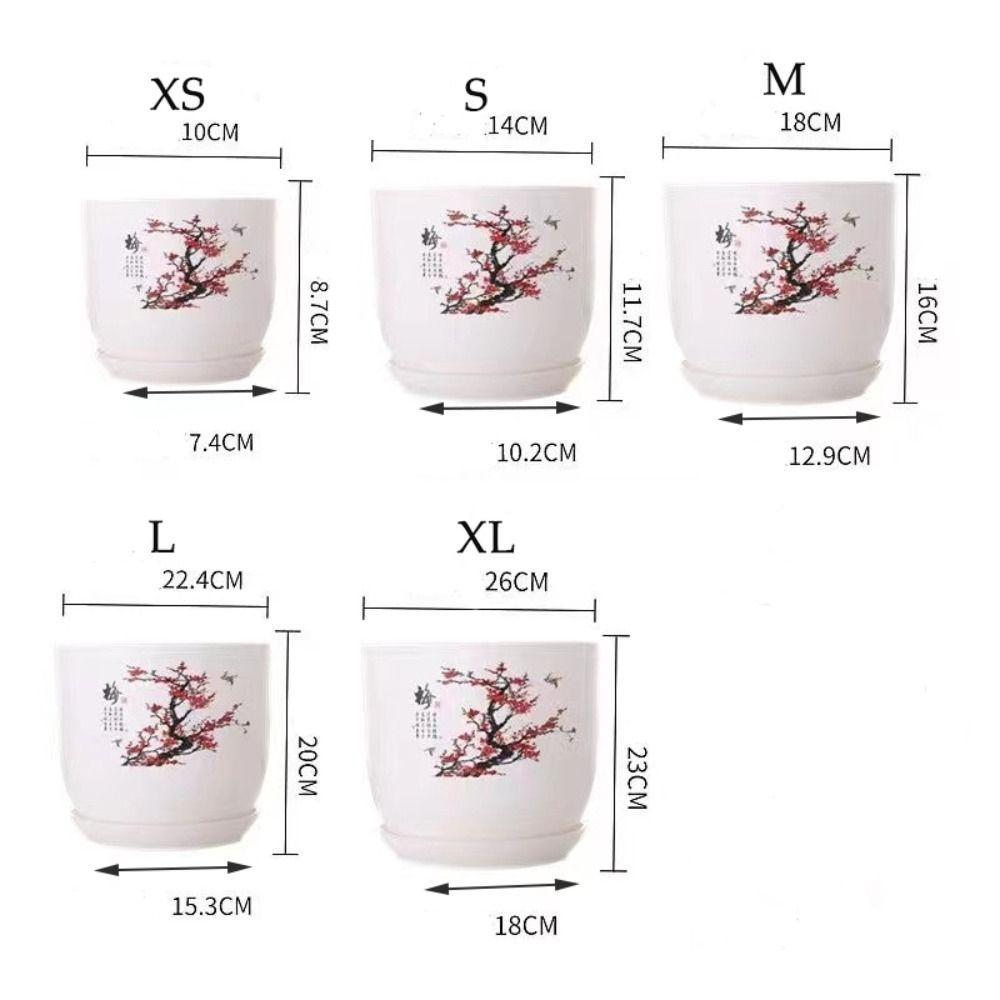 Белый пластиковый цветочный горшок с поддоном, имитация фарфора, цветочный горшок из полипропиленовой смолы, садоводство