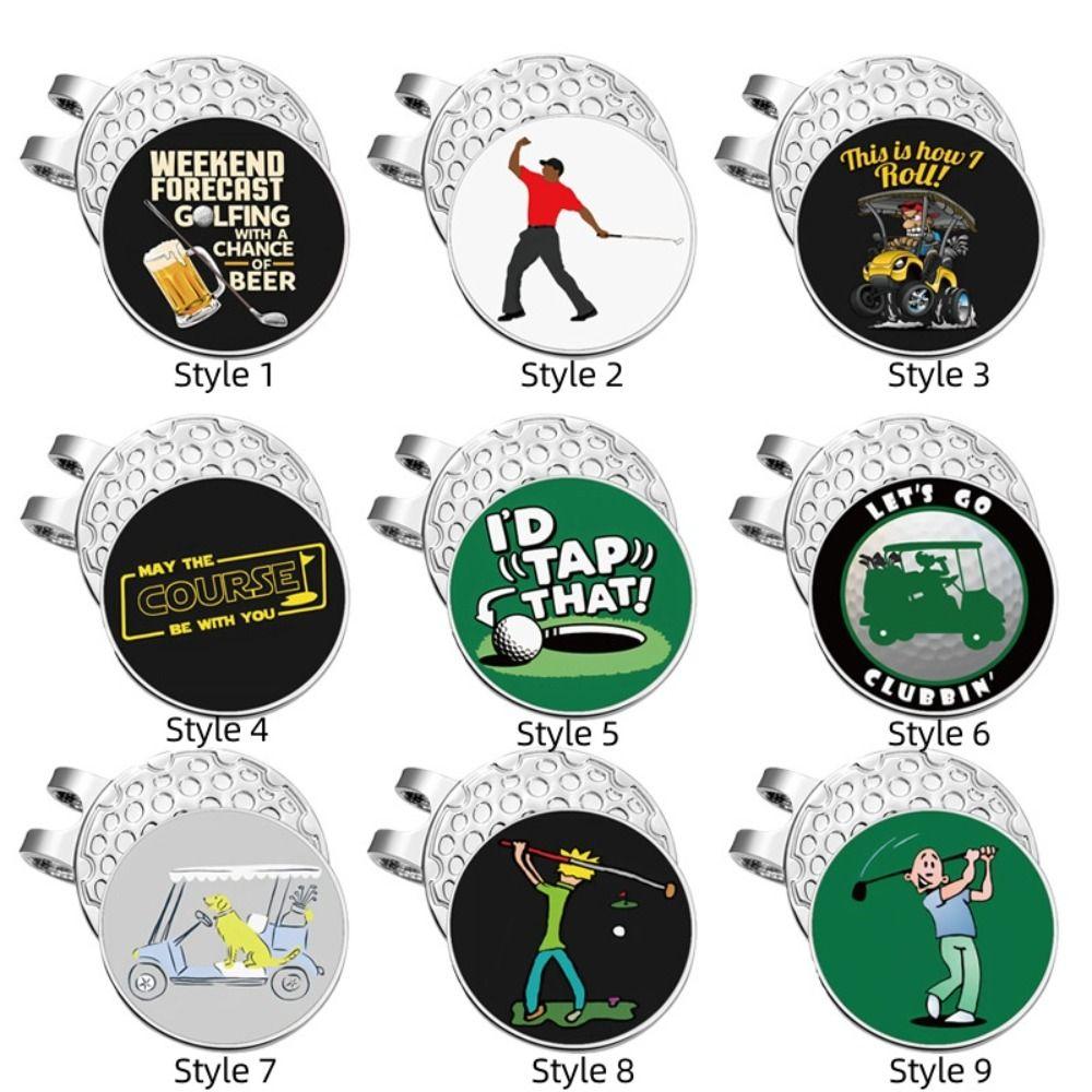 Position Marker Golf Ball Marker Golfer Pattern Golf Cap Clips Funny Golf Hat Clips Men Women