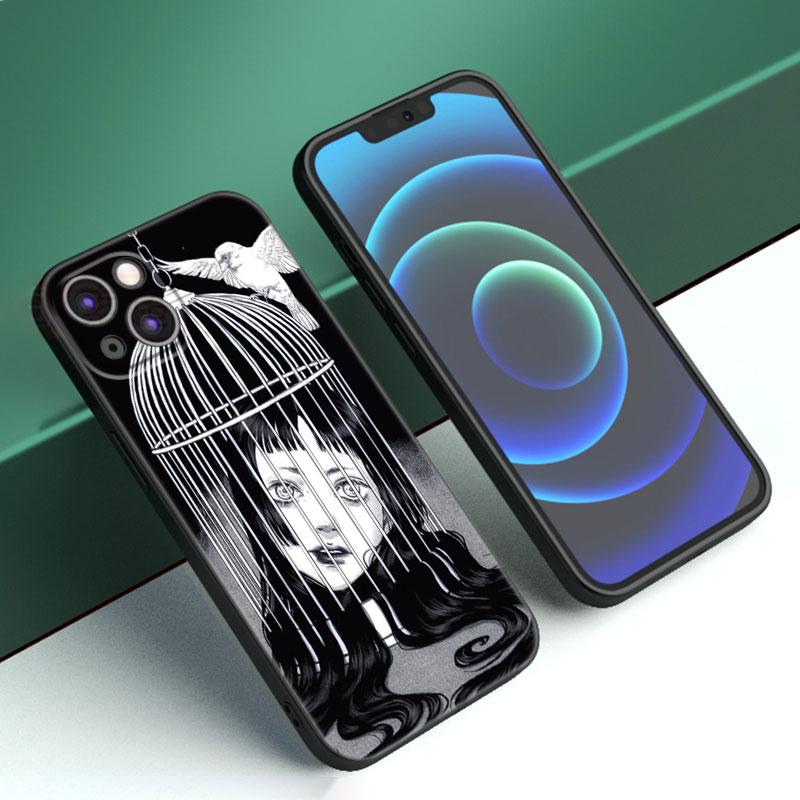 Чехол для телефона с японской мангой ужасов для Apple iPhone 12 13 Mini 11 14 15 Pro Max 7 8 Plus X XR XS SE 2020 2022 черный силиконовый чехол
