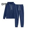 2 Pcs/Set Women Hoodie Pants Suit Solid Color Plush Long Sleeves Thick Top Elastic Waist Ankle-banded Trousers Sport Fitness Outfit Fall Winter