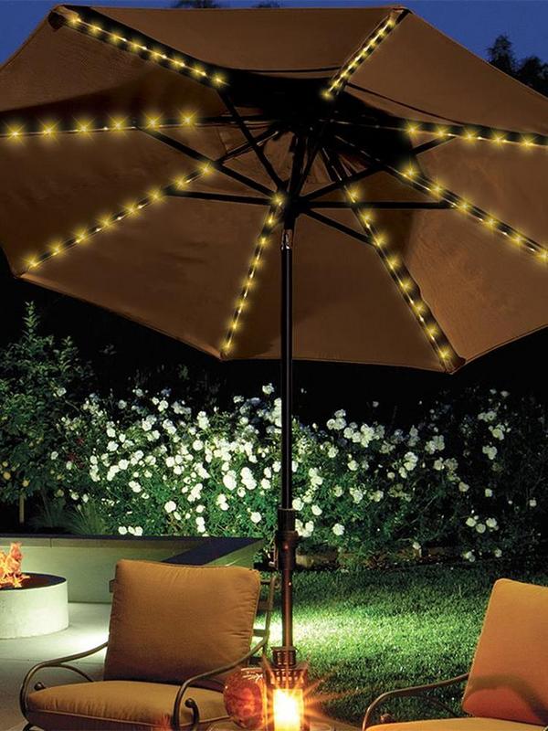 LED String Lights Patio Umbrella Lights With 8 Brightness Mode Patio Solar Umbrella Light Waterproof String Light For Outdoor