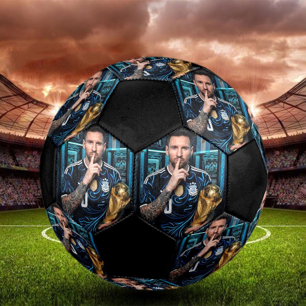 King Leo Size 5 Soccer Ball, Machine-Stitched PVC, Durable & High Bounce, All Ages Fit, fan merchandise, matches & outdoor use.