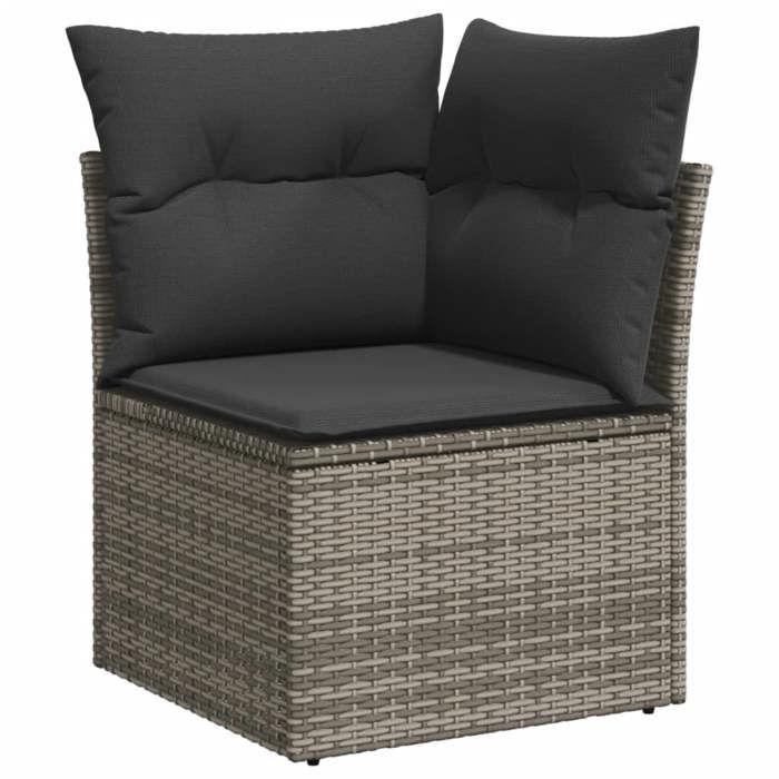 VidaXL Salon de Jardin avec Coussins 10 pcs, Canapés de Terrasse, Ensemble de Meubles de Patio, Mobilier d'Extérieur, Gris 3226340