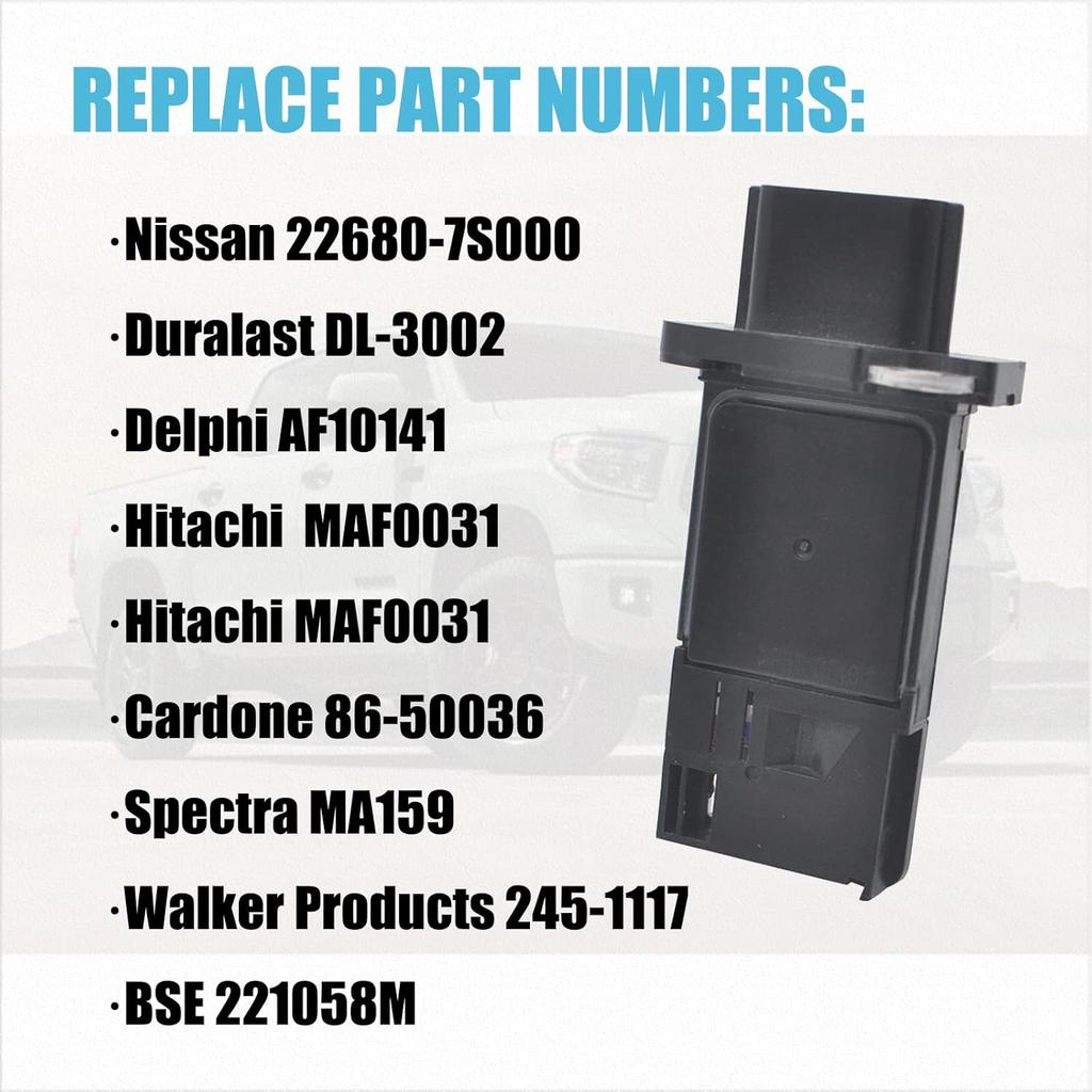 Mass Air Flow Sensor Meter MAF 22680-7S000 Compatible with Nissan Infiniti 04-14 Altima 06-12 Sentra 03-09 350Z 2005- Frontier 09-15 370Z 04-19 Titan