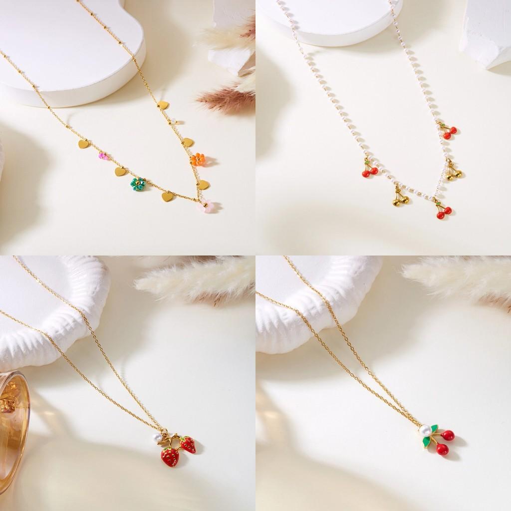 Fruitinspired Stainless Steel Necklace Collection With Multilayer Chains For Summer Fashion Accessories