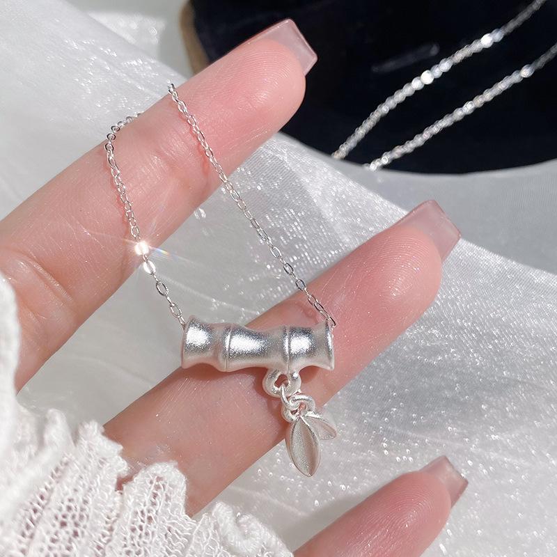 Ожерелье из бамбуковых узлов и листьев, модный и универсальный стиль для поездок на работу, минималистичная и свежая цепочка на ключицу