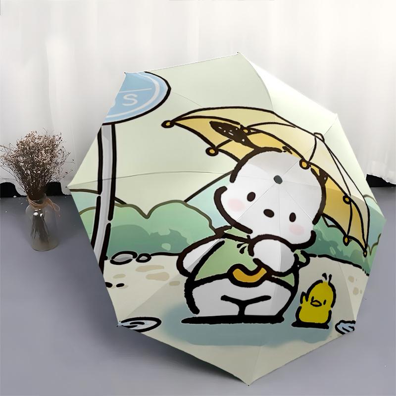 1pc Sanrio Characters Automatic Opening/Closing Umbrella - Portable Three-Fold Design with 8-Bone Iron Frame - Outdoor - Perfect Gift for Fans, Travel