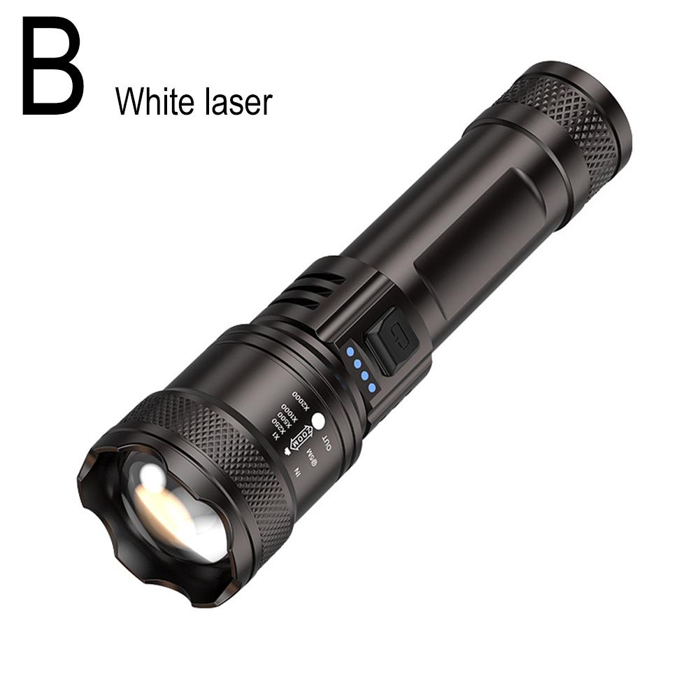 Telescopic Zoom Flashlight Outdoor White Laser USB Flashlight Flashlight Charging Household Rechargeable Emergency X1L2