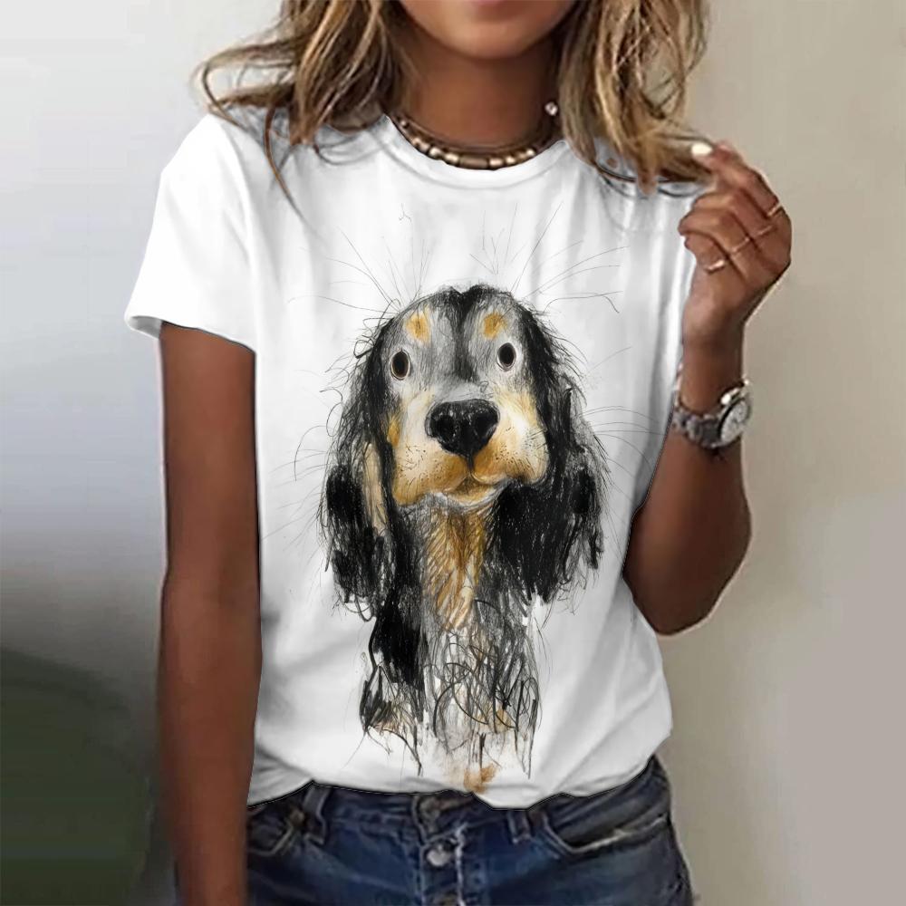 Summer Kawaii Cartoon Dog 3D Print T-shirts Women Streetwear Fashion Y2k Casual Short Sleeve T Shirt O-neck Tees Tops Clothing