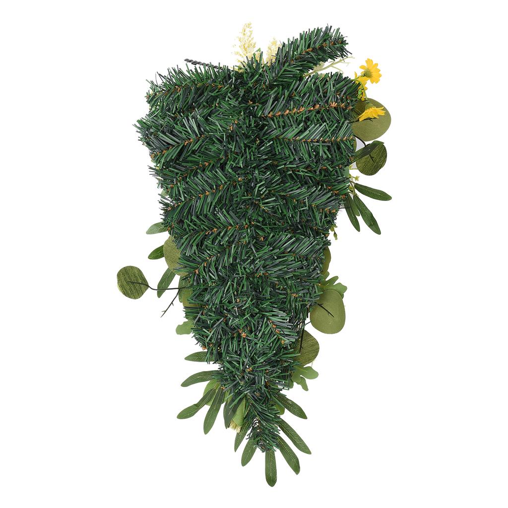Spring Lemon Wreath Artificial Lemon Teardrop Wreath with Peony Flowers Green Leaves Decorative