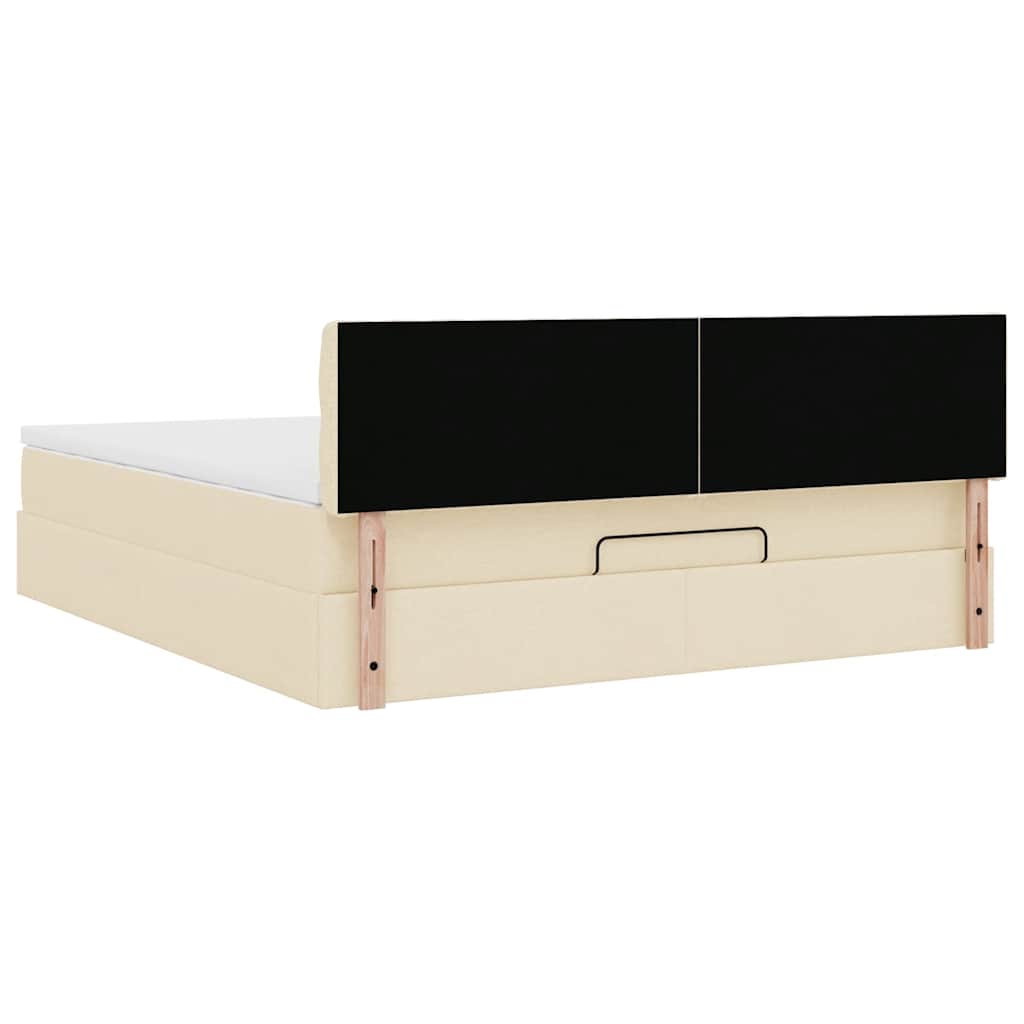 Ottoman Bed with Mattress Cream 180x200 cm Fabric