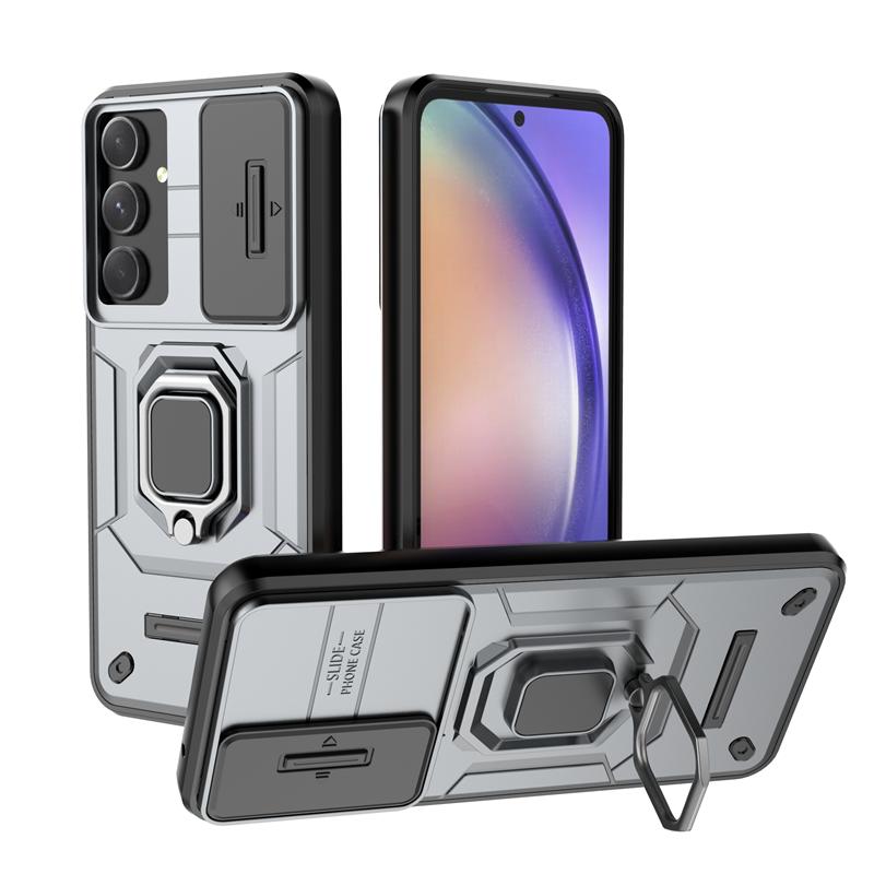 Для Samsung Galaxy A56 5G Чехол Противоударный Магнитный Держатель-Кольцо Бронированный Чехол Для Galaxy A56 A 56 Сдвижная Крышка для Защиты Камеры Объектива