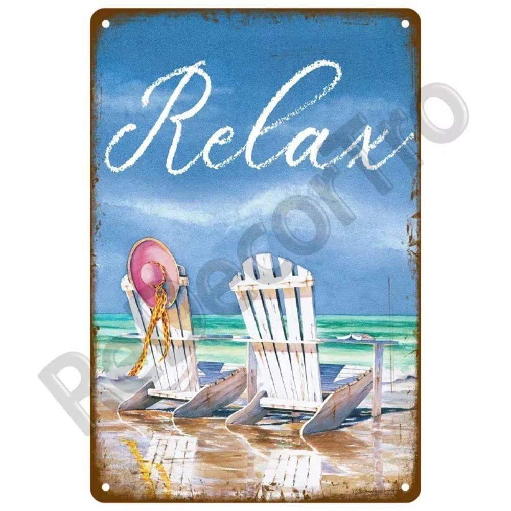 1PC Transform Your Space This Summer: 1PC Exquisite Vintage Metal Plaque, Perfect for Coastal Decor In Homes, Beach Bars & More